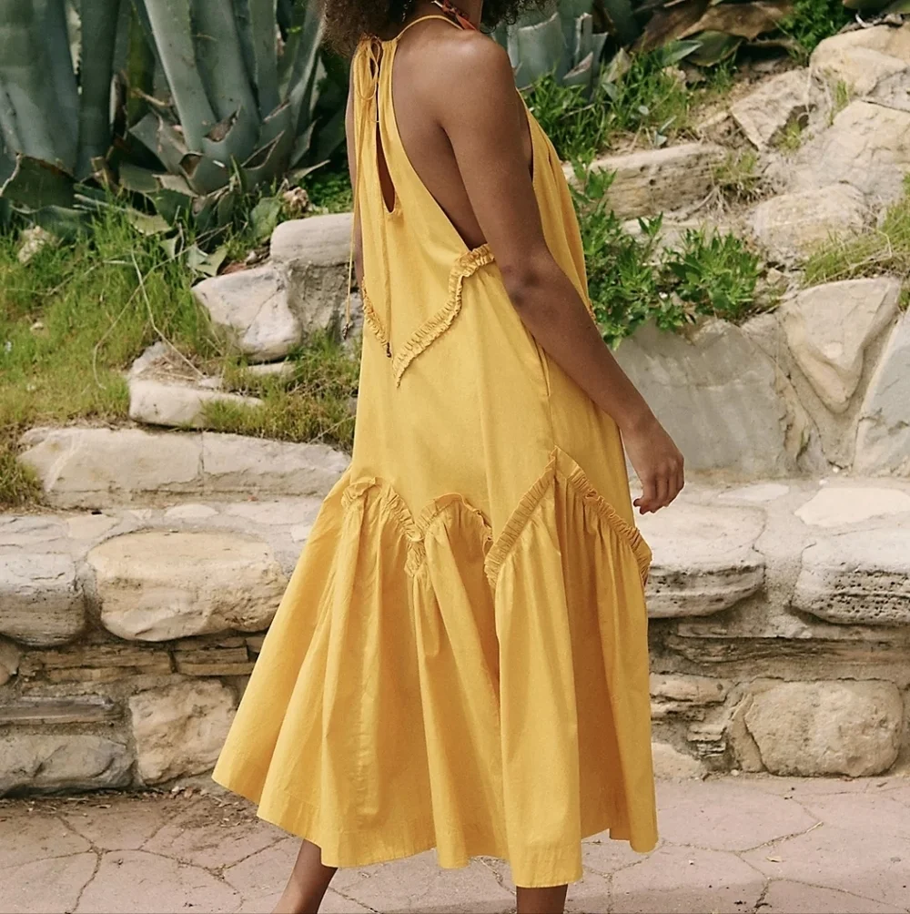 Free People Dreaming Of Paradise Midi Dress Yellow